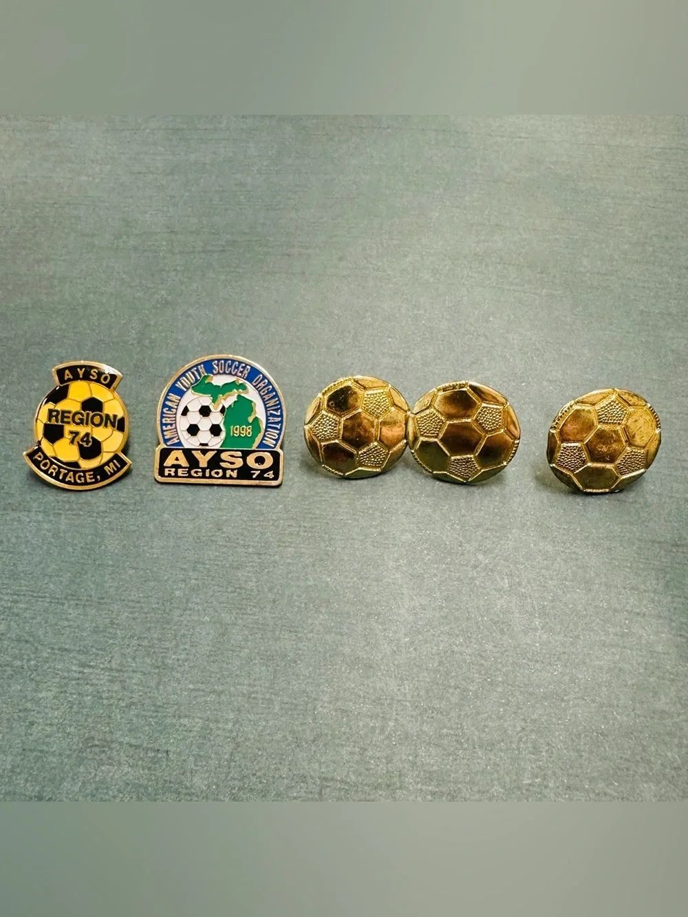 Gold Soccer Straight Back Pin Bundle 5 Pins B12